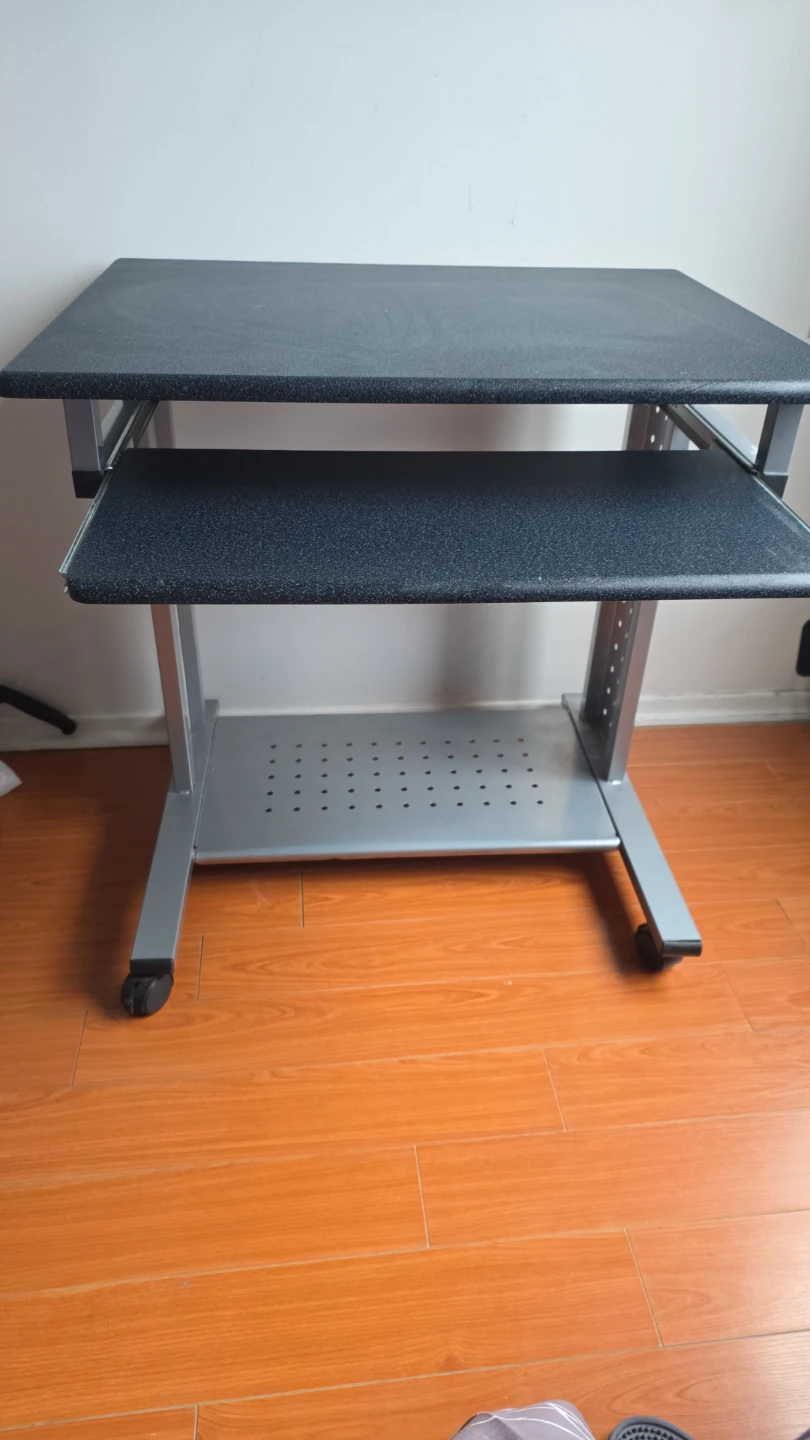 Adjustable Height Rolling Computer Desk with Keyboard Tray - photo 2