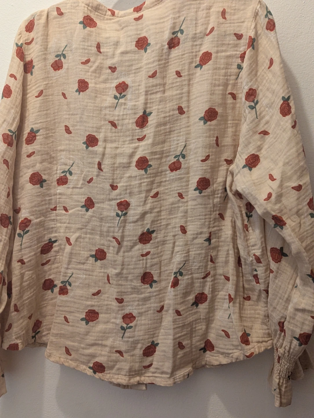 Sheer Rose Print Button-Up Blouse - photo 3
