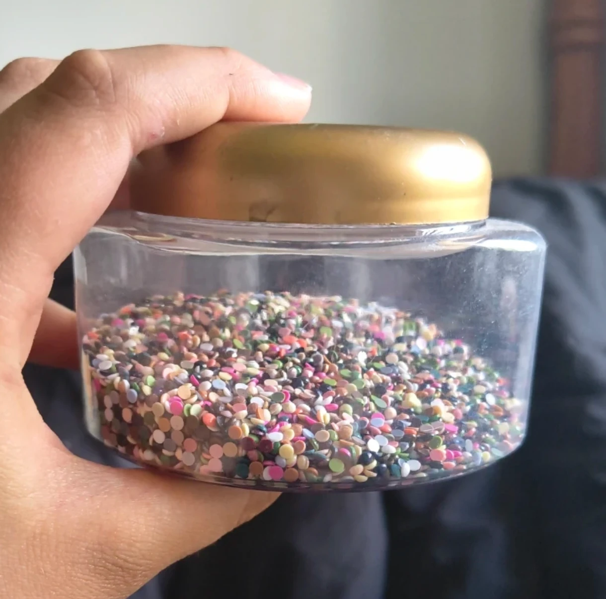 Plastic jar of colourful diamond painting beads - photo 2