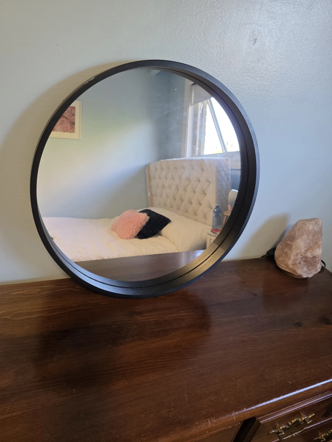 Round Black Framed Mirror