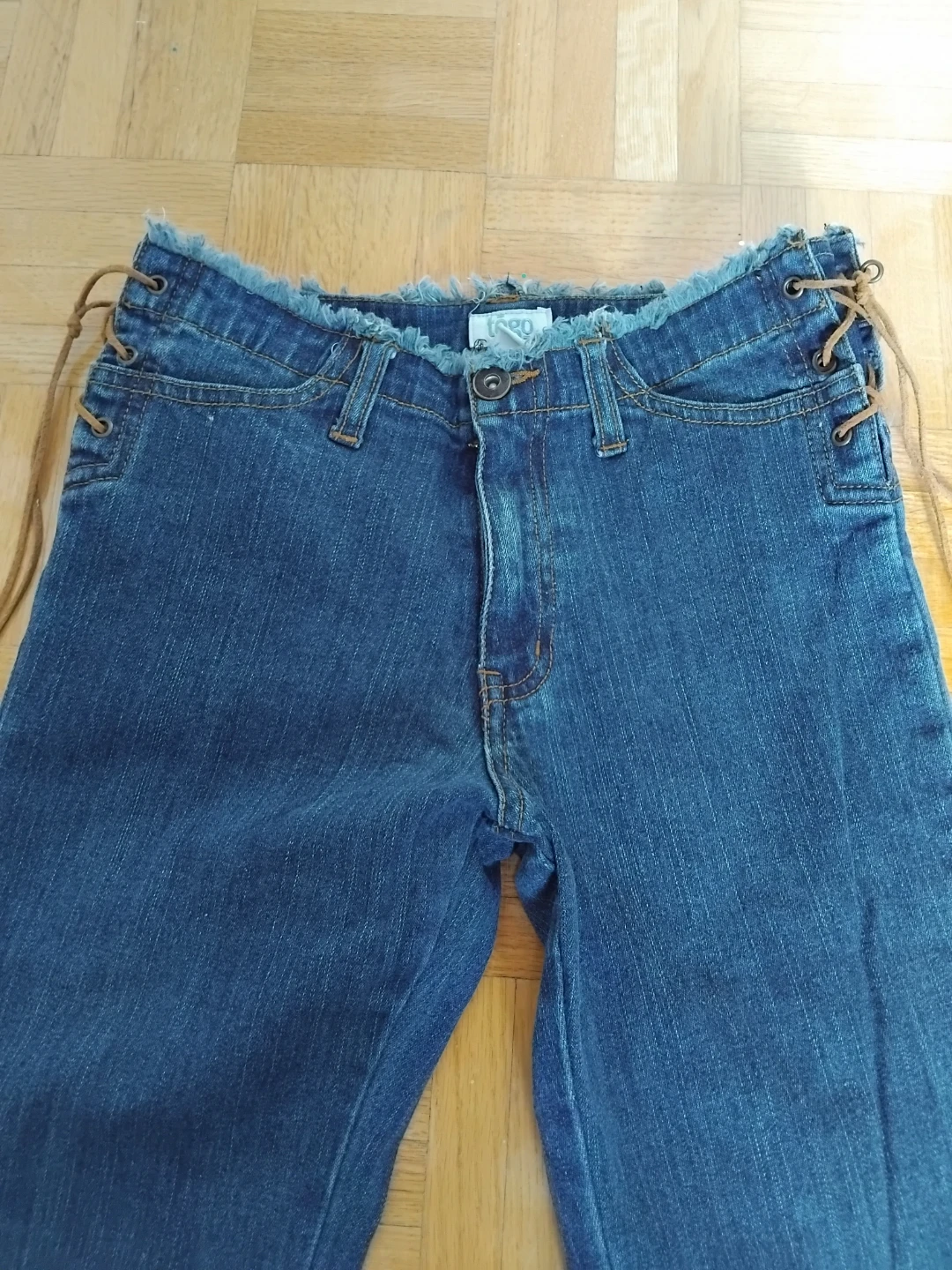 KIDS Blue Denim  jeans with Lace-Up Sides - photo 3