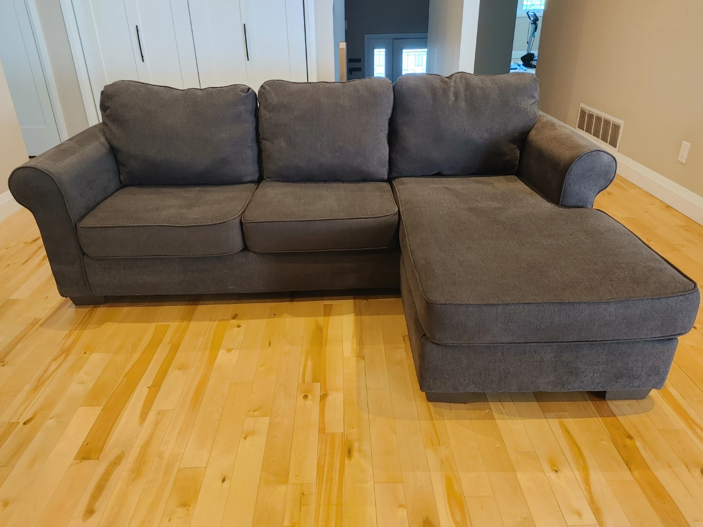 Brown-Grey Sectional Sofa with Chaise