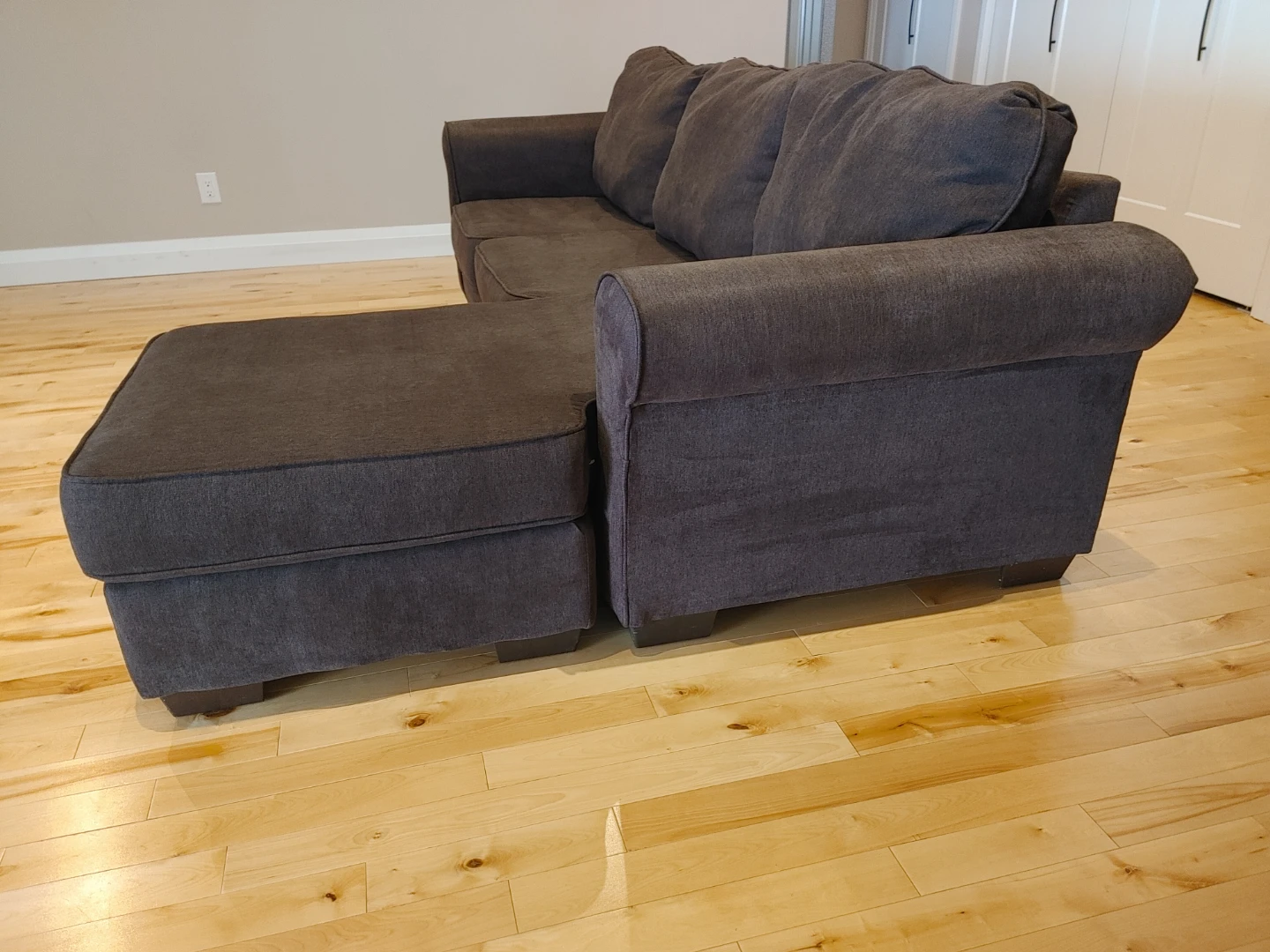 Brown-Grey Sectional Sofa with Chaise - photo 2