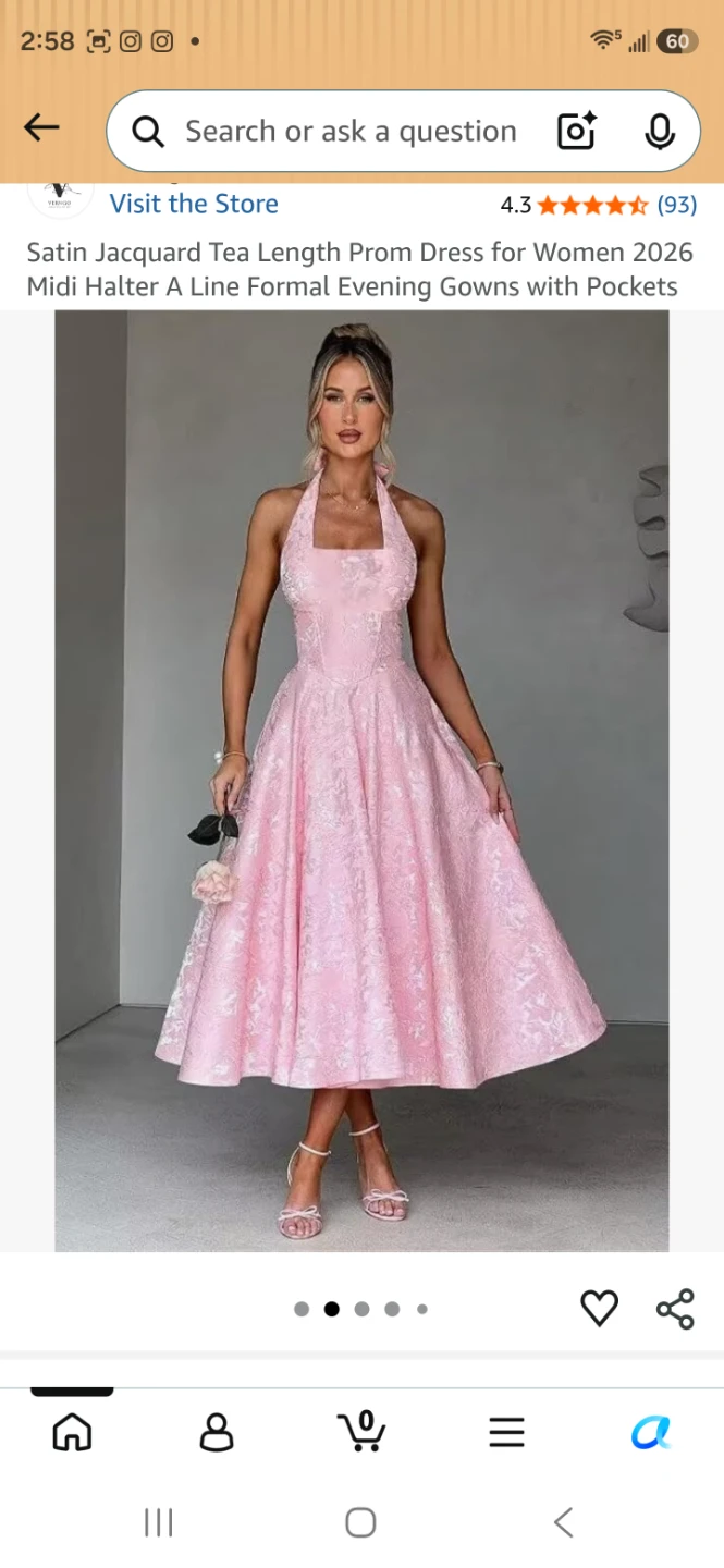 Pink Satin Jacquard A-line Dress