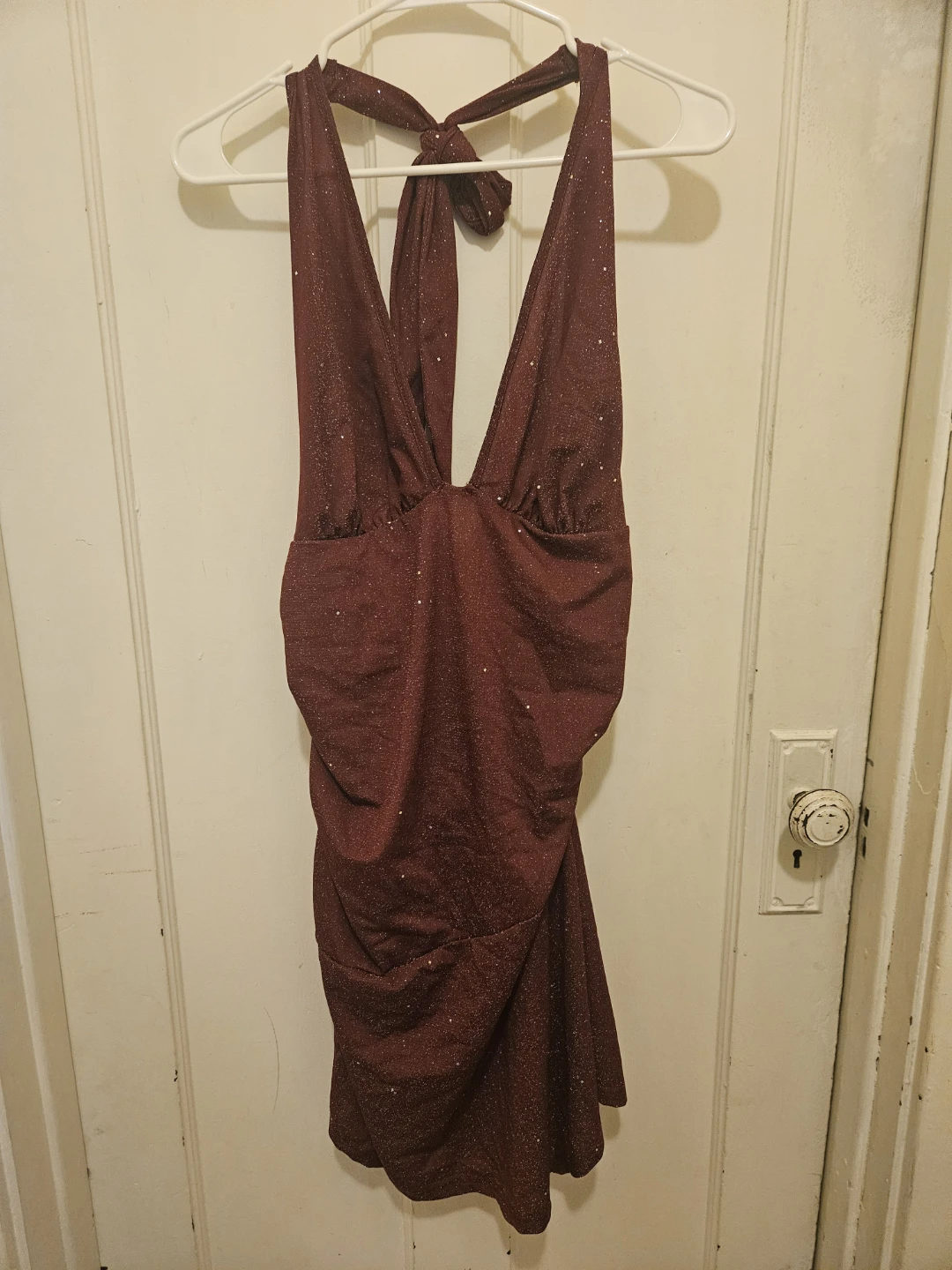 Shein Sparkly Burgundy Halter Dress