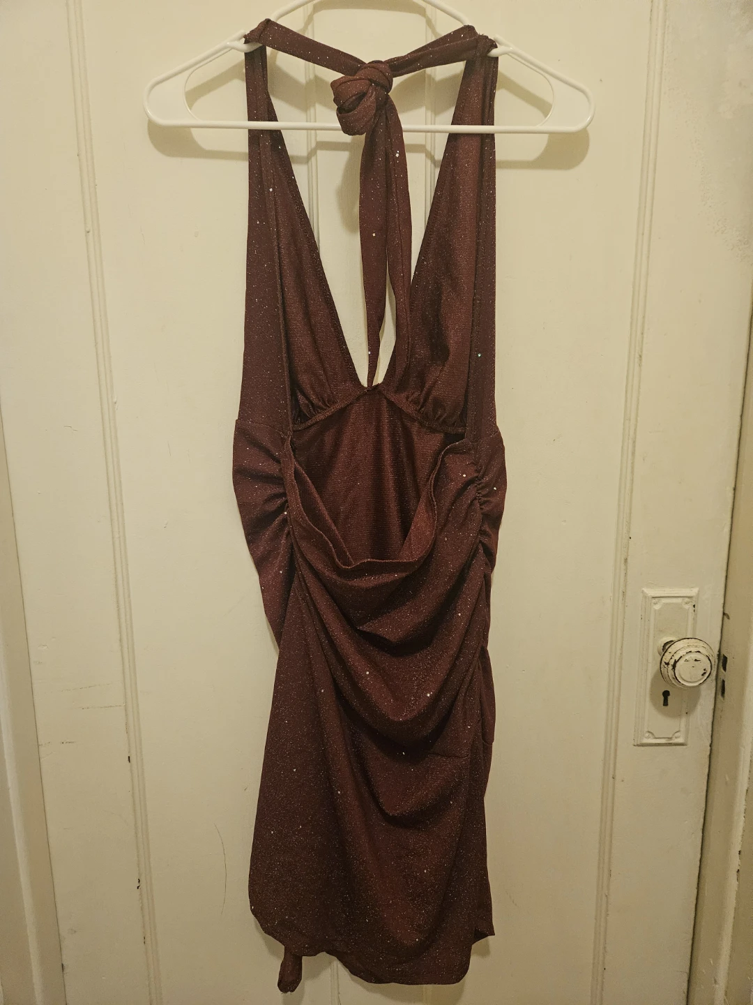 Shein Sparkly Burgundy Halter Dress - photo 3