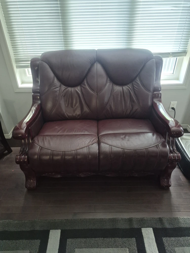Burgundy Leather Loveseat