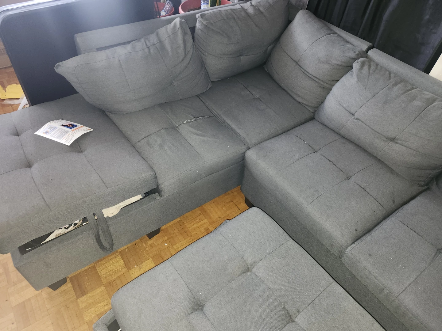 Grey Sectional Sofa with Storage Ottoman