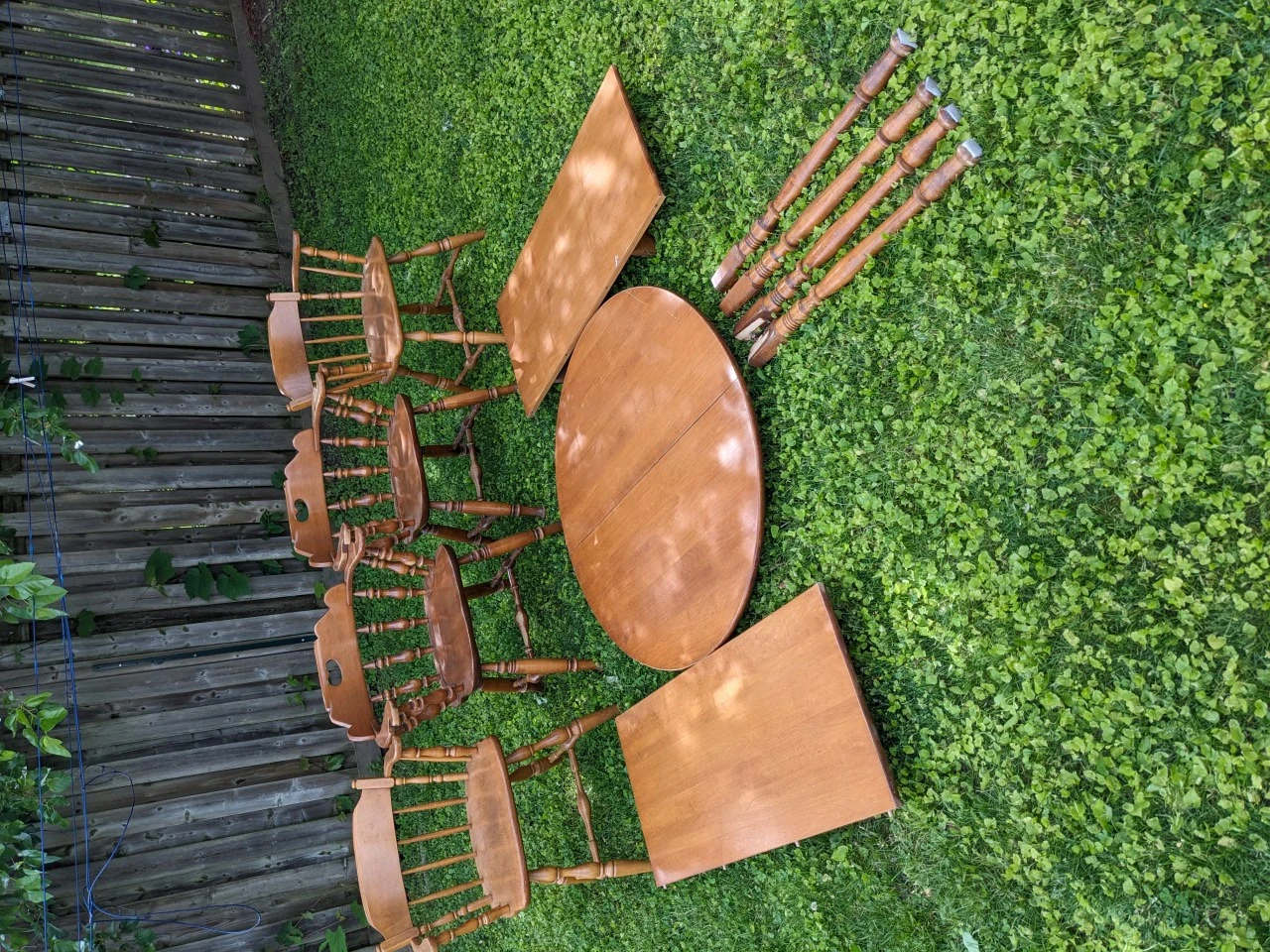 Vintage Wooden Dining Set with Table and Chairs - photo 4