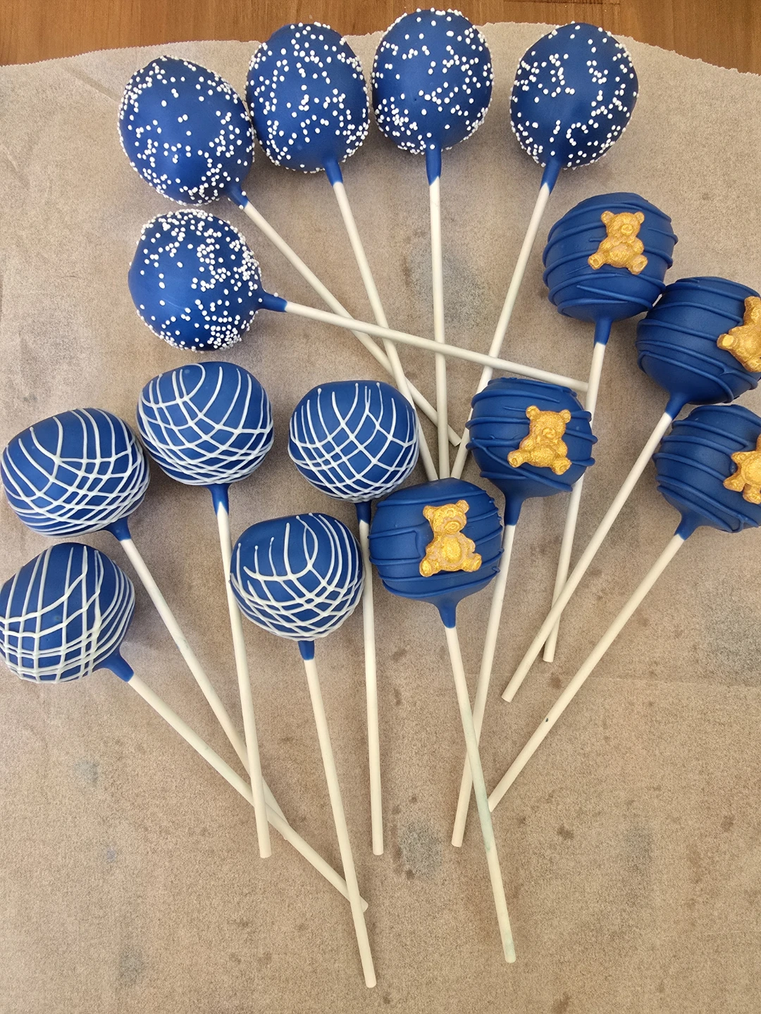 Blue & White Chocolate Dipped Pretzels & Cake Pops