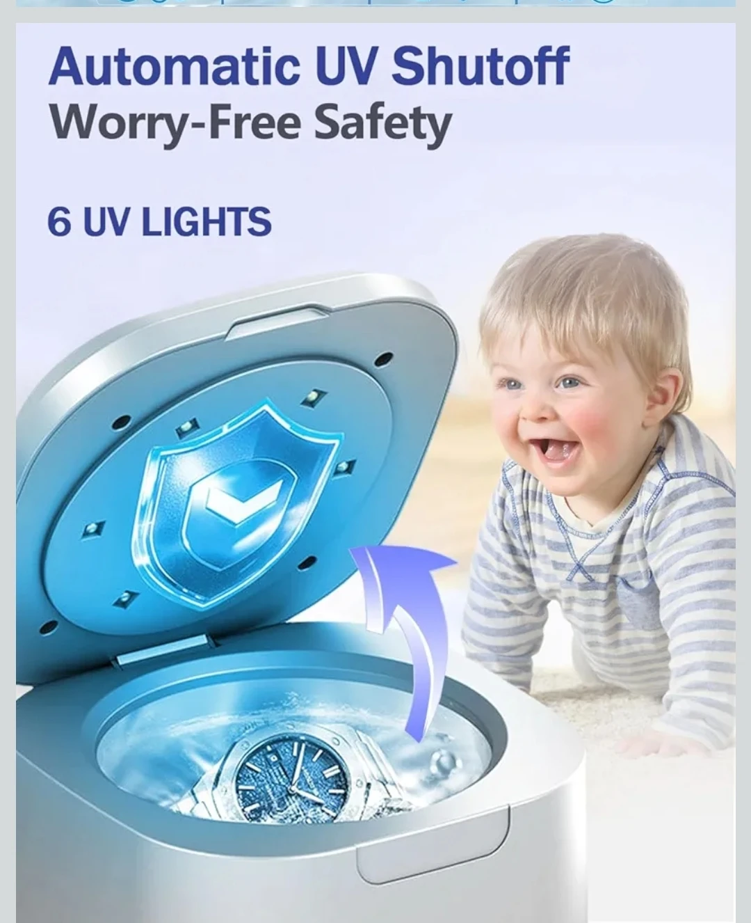 NEW Ultrasonic Retainer Cleaner with UV Dentures Brace Aligners - photo 3