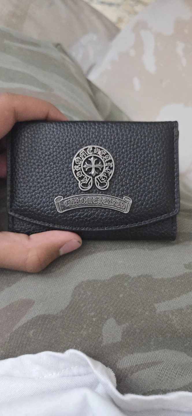 Chrome Hearts Black Leather Bifold Wallet