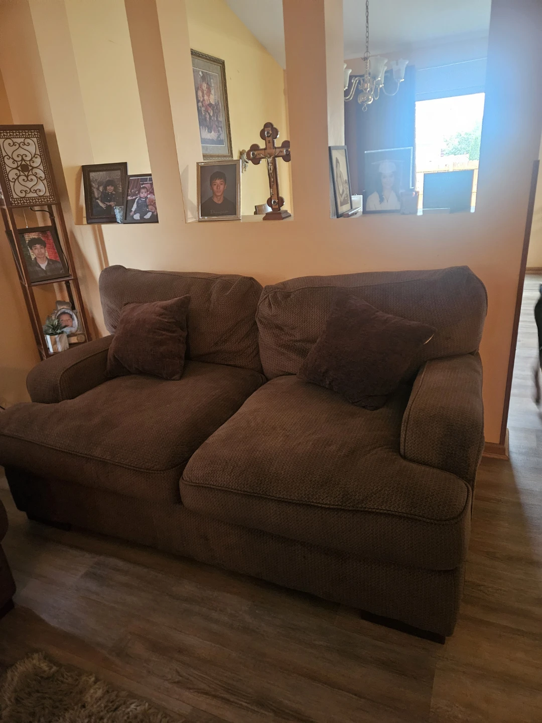Brown Sectional Sofa with Pillows - photo 3