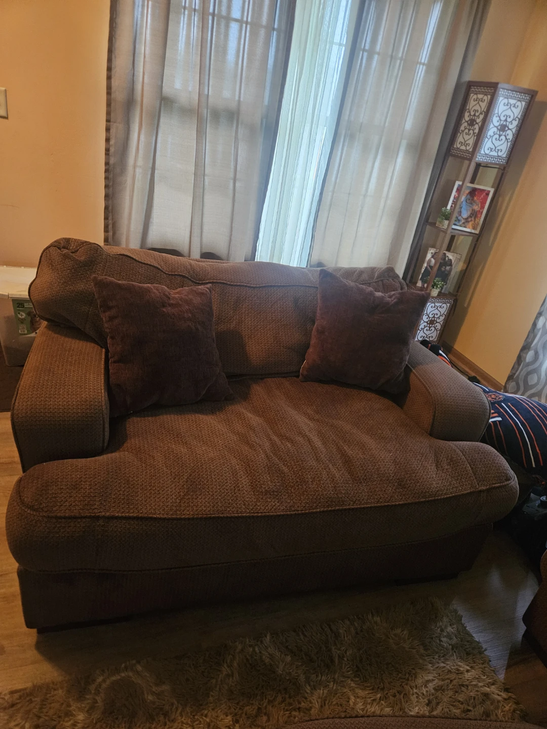 Brown Sectional Sofa with Pillows - photo 4