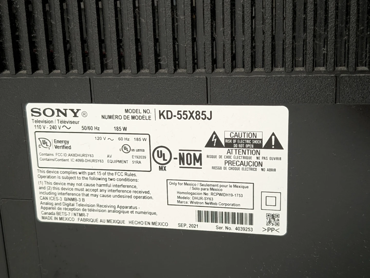 Sony 55" KD-55X85J Television - photo 2