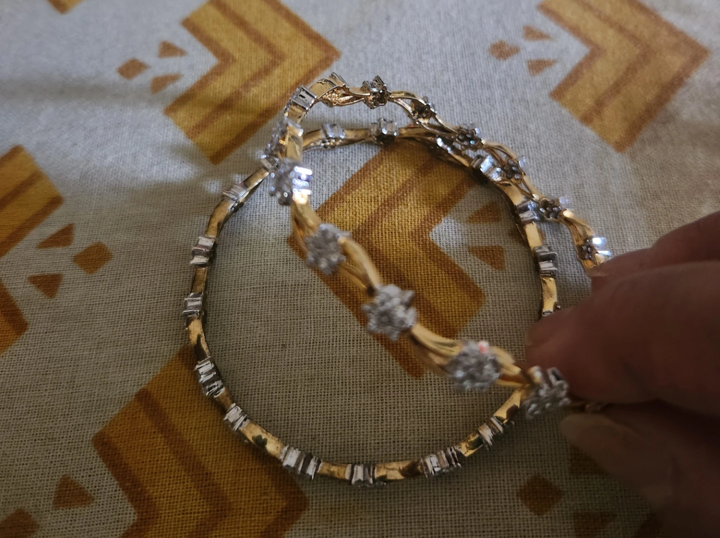 Two Gold-toned Bracelets with clear stones ⚽ - photo 2