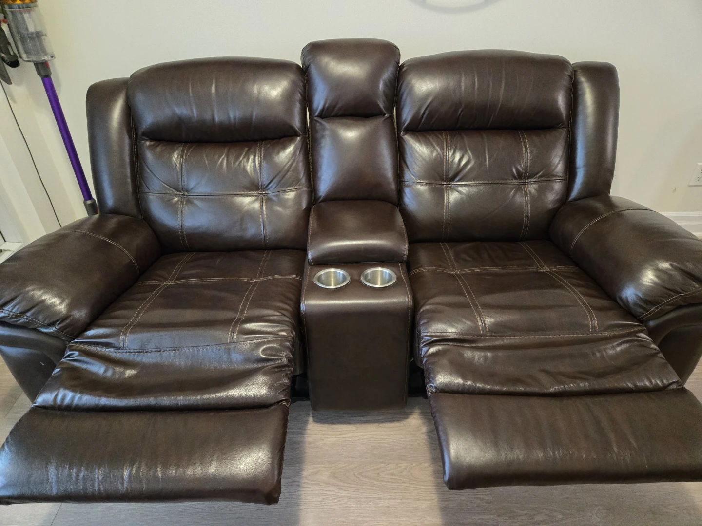 Reclining Loveseat with Console - Brown - photo 2