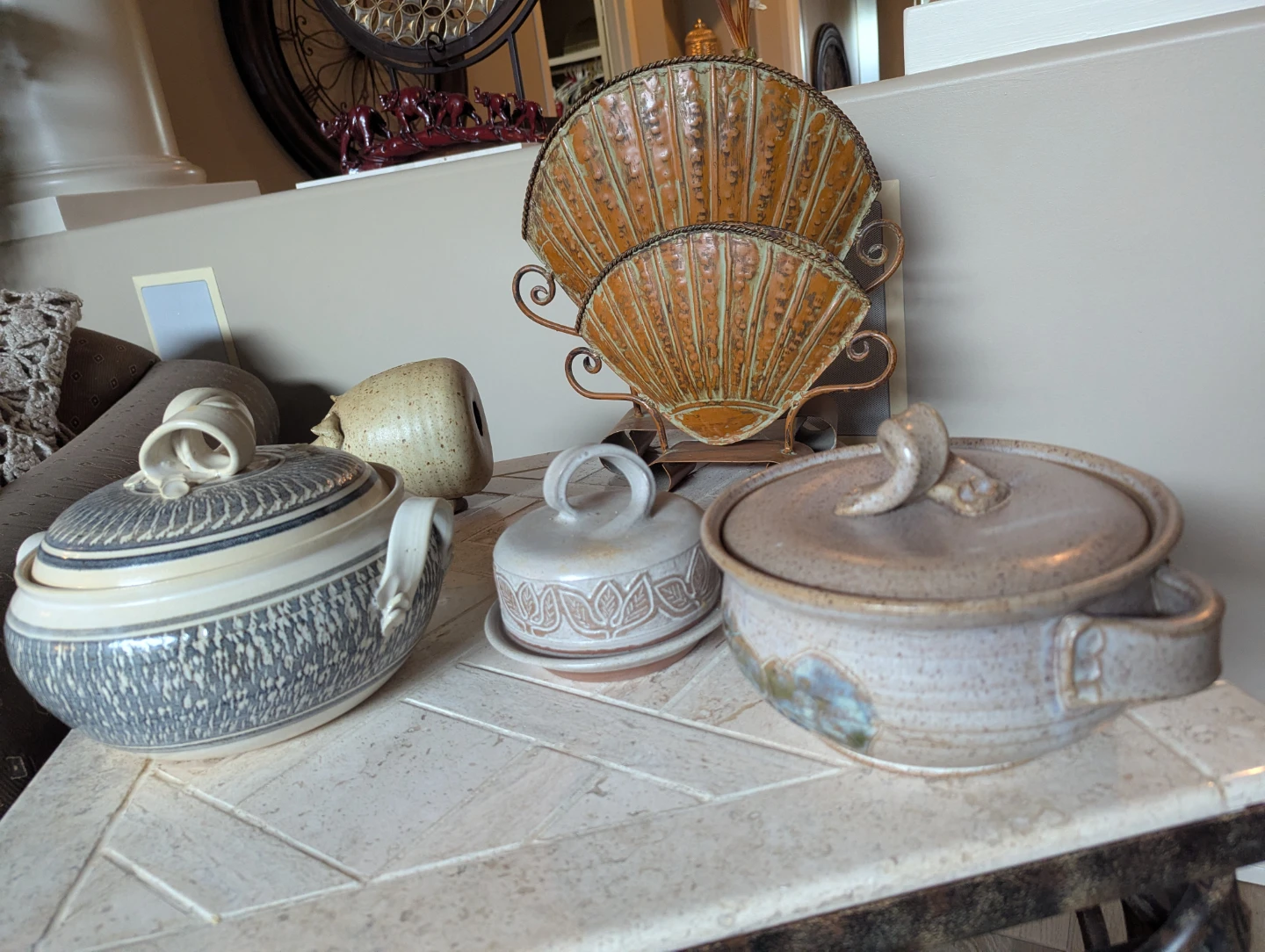 Assorted Ceramic Lidded Bowls and Serving Platter
