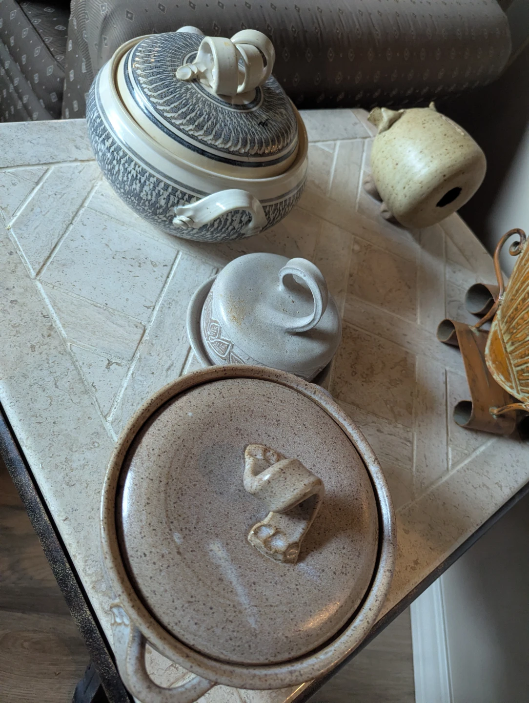Assorted Ceramic Lidded Bowls and Serving Platter - photo 2
