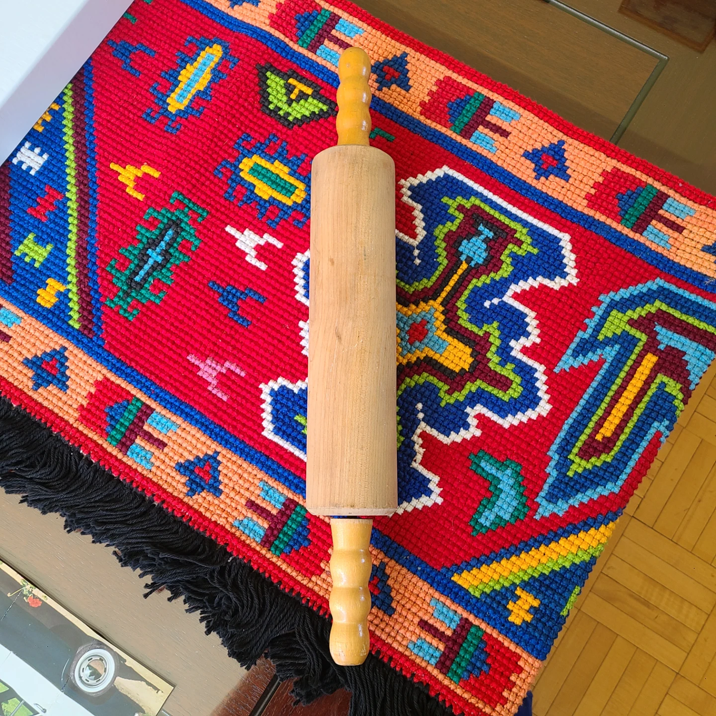 Wooden Rolling Pin vintage ball bearing Baribo Maid