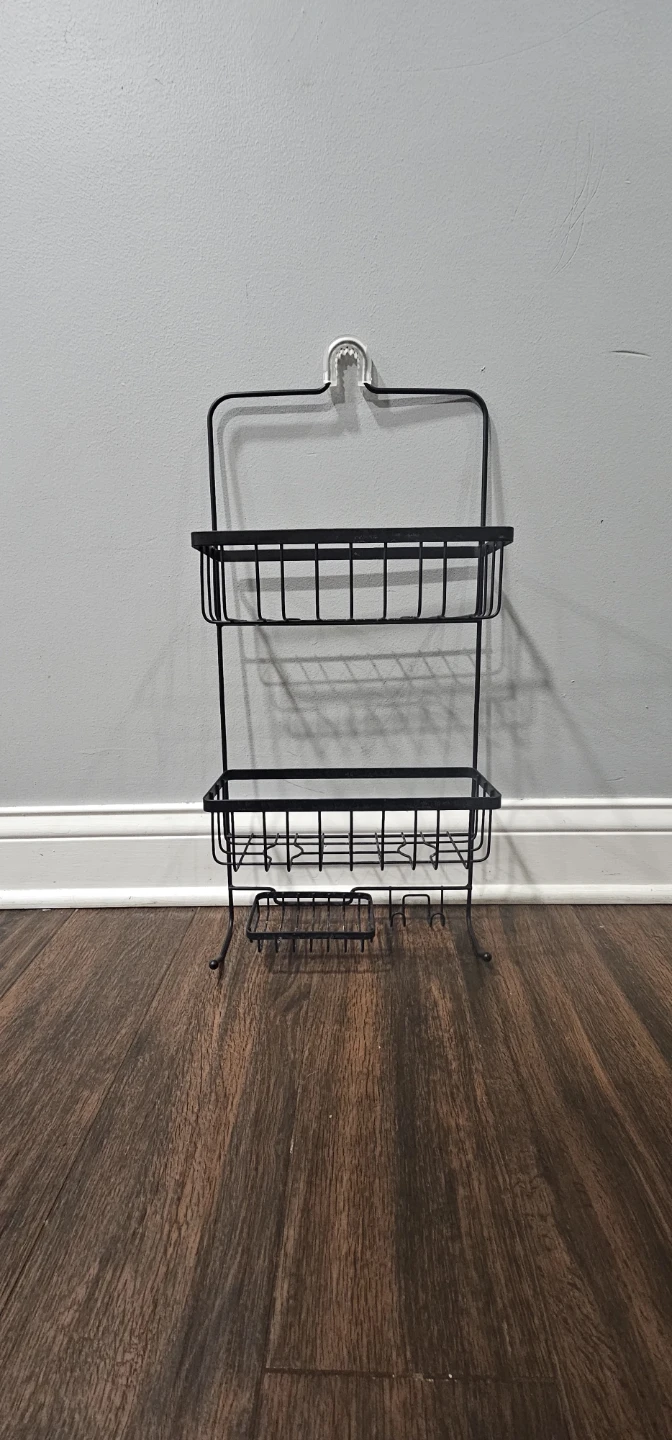 Black Metal 2-Tier Shower Caddy