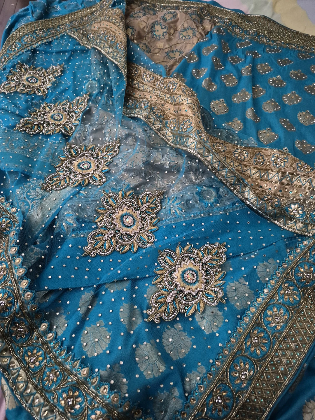 Embellished Blue Saree designer - photo 2