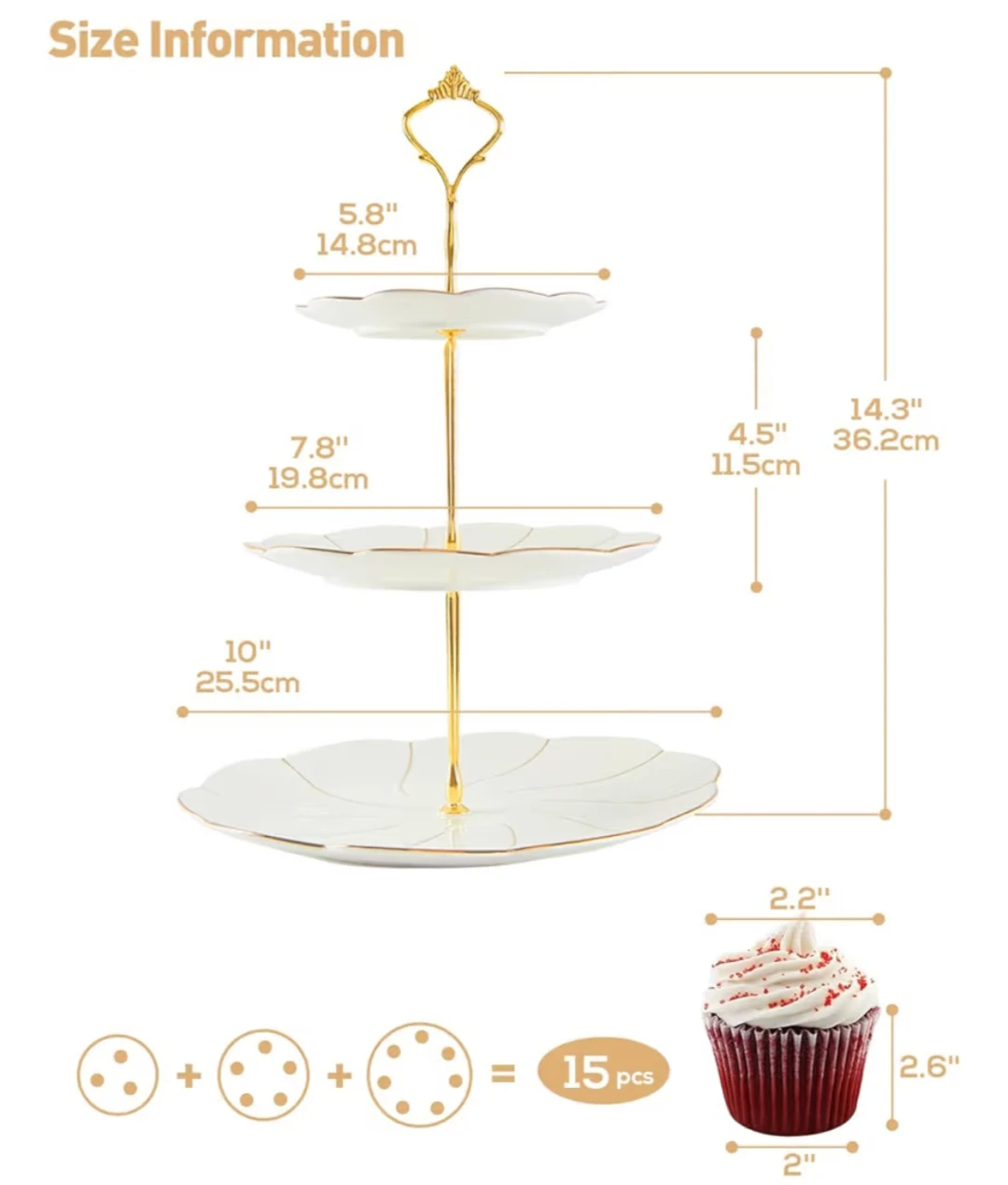DUJUST 3-Tier Cupcake Stand - photo 2