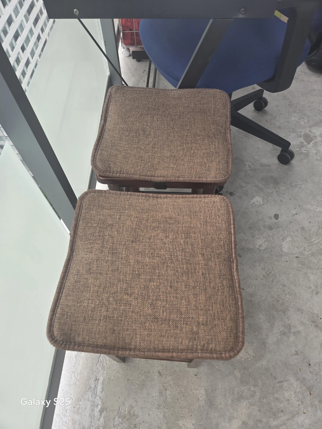 Two Brown Padded Stools - photo 3
