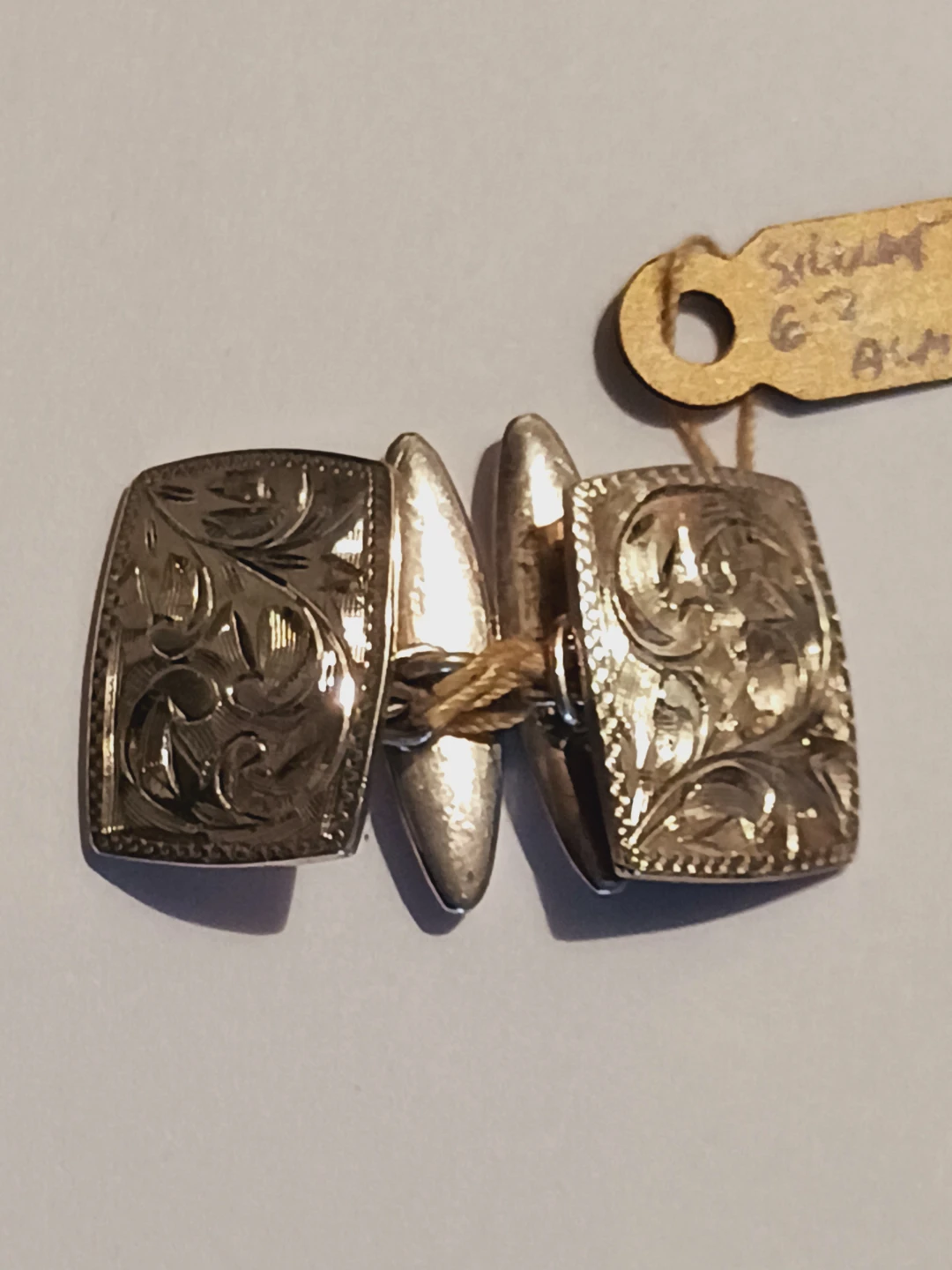 Gorgeous Sterling Silver Etched Flowers Engraved Cufflinks - photo 4