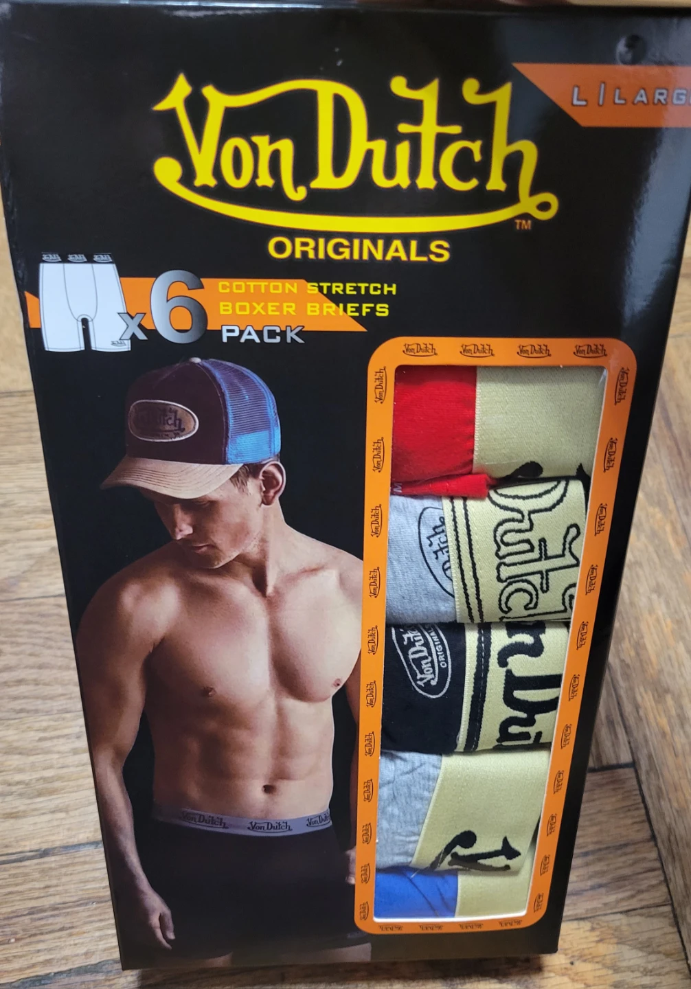 Von Dutch Originals Premium Cotton Boxer Briefs - Large (6 Pack)