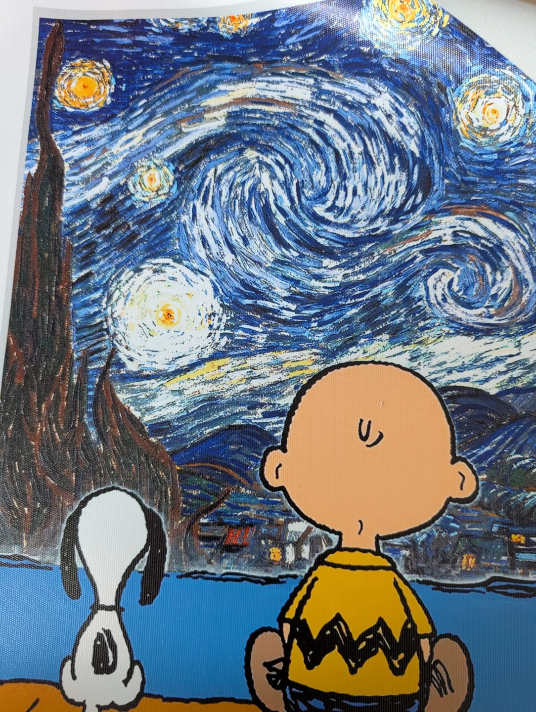 Charlie Brown & Snoopy Starry Night print, 30x40cm