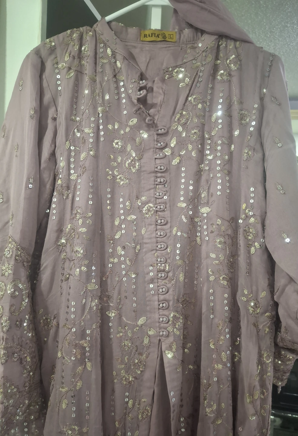 Rafia Sequined Pakistani long maxi - photo 5