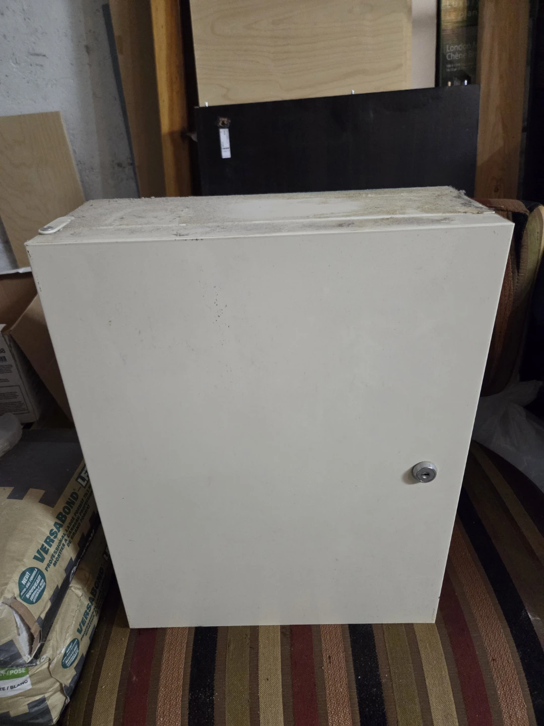 White Metal Cabinet with Lock