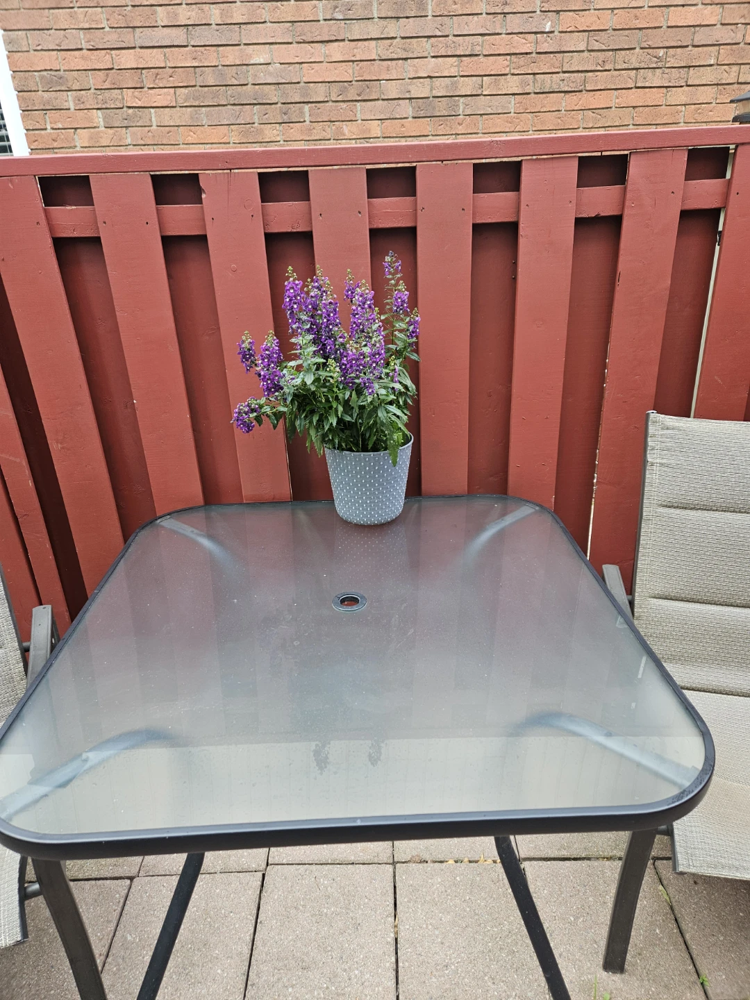Glass Top Patio Table with Metal Frame - photo 2