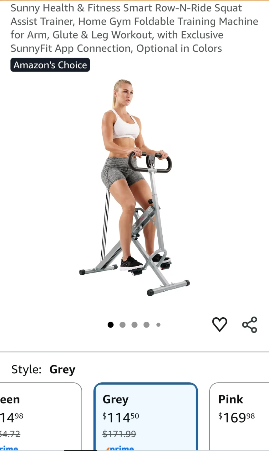 Sunny Health & Fitness Smart Row-N-Ride Squat Assist Trainer