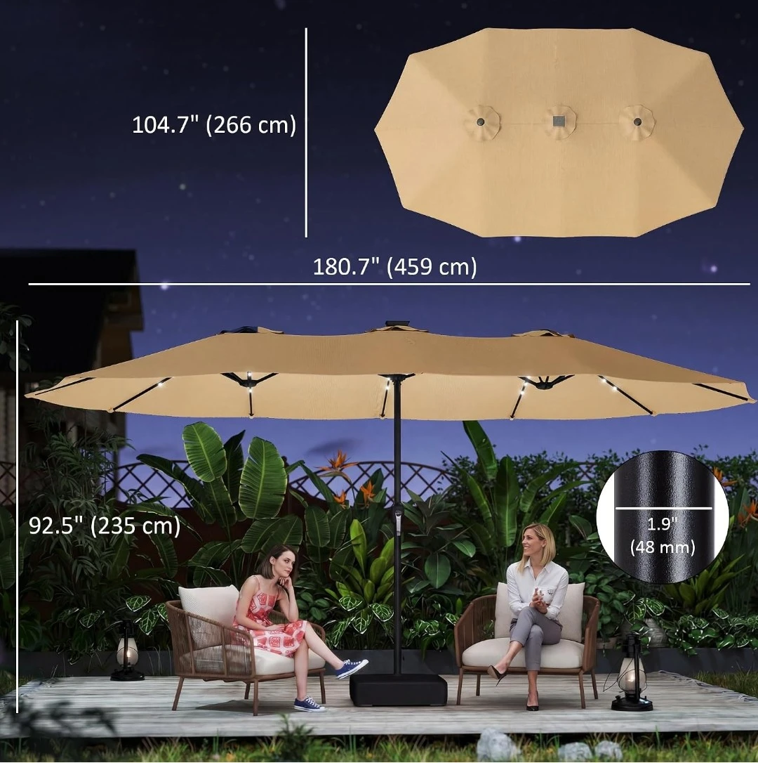 Double-Sided Patio Umbrella with Cross Base - photo 5