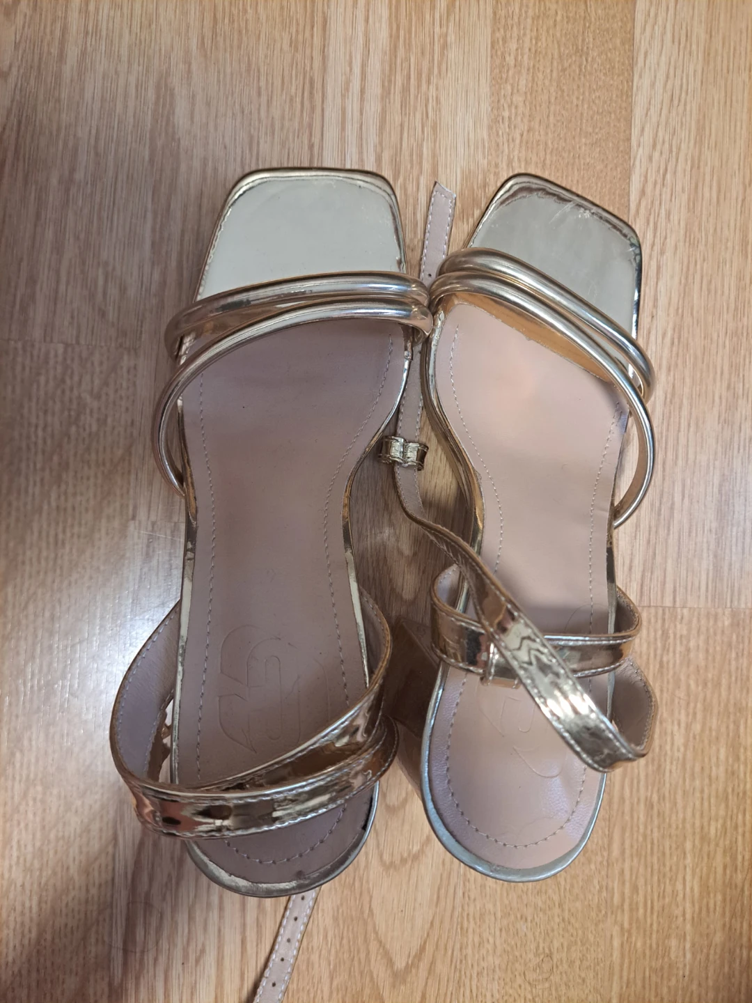 Gold Block Heel Sandals