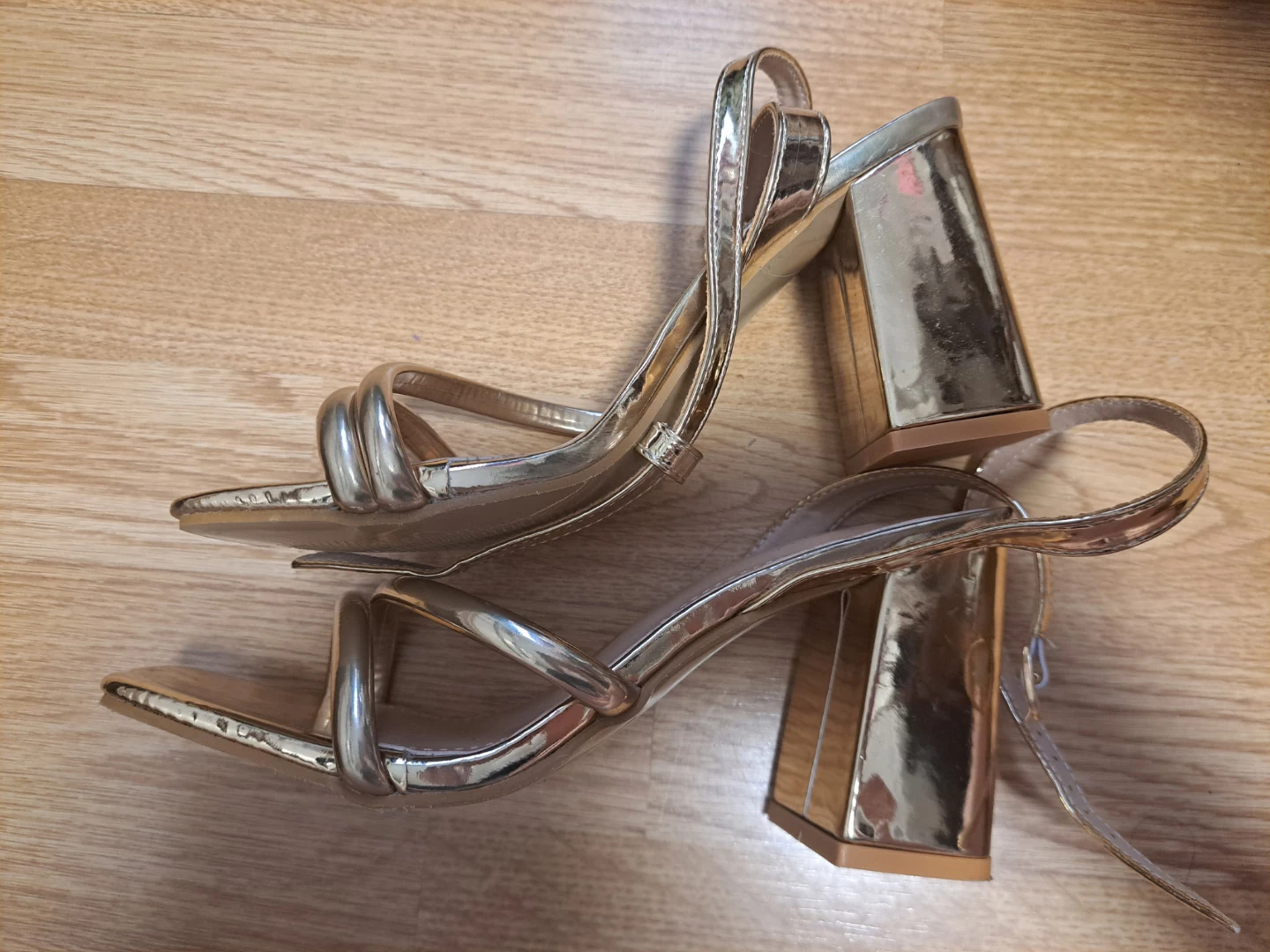 Gold Block Heel Sandals - photo 2