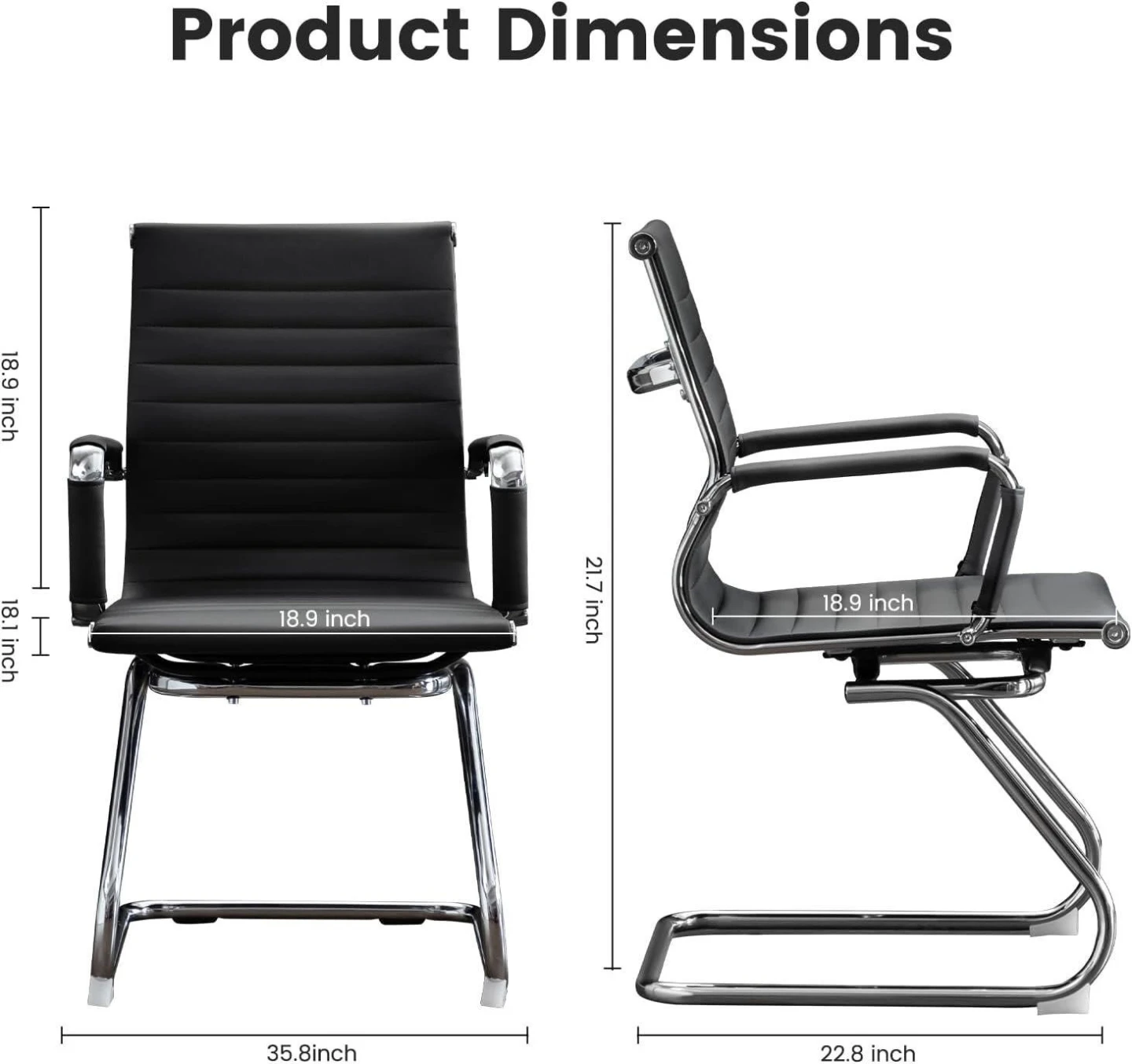 BoisKom Black Faux Leather Conference Chair - Set of 2 - photo 2