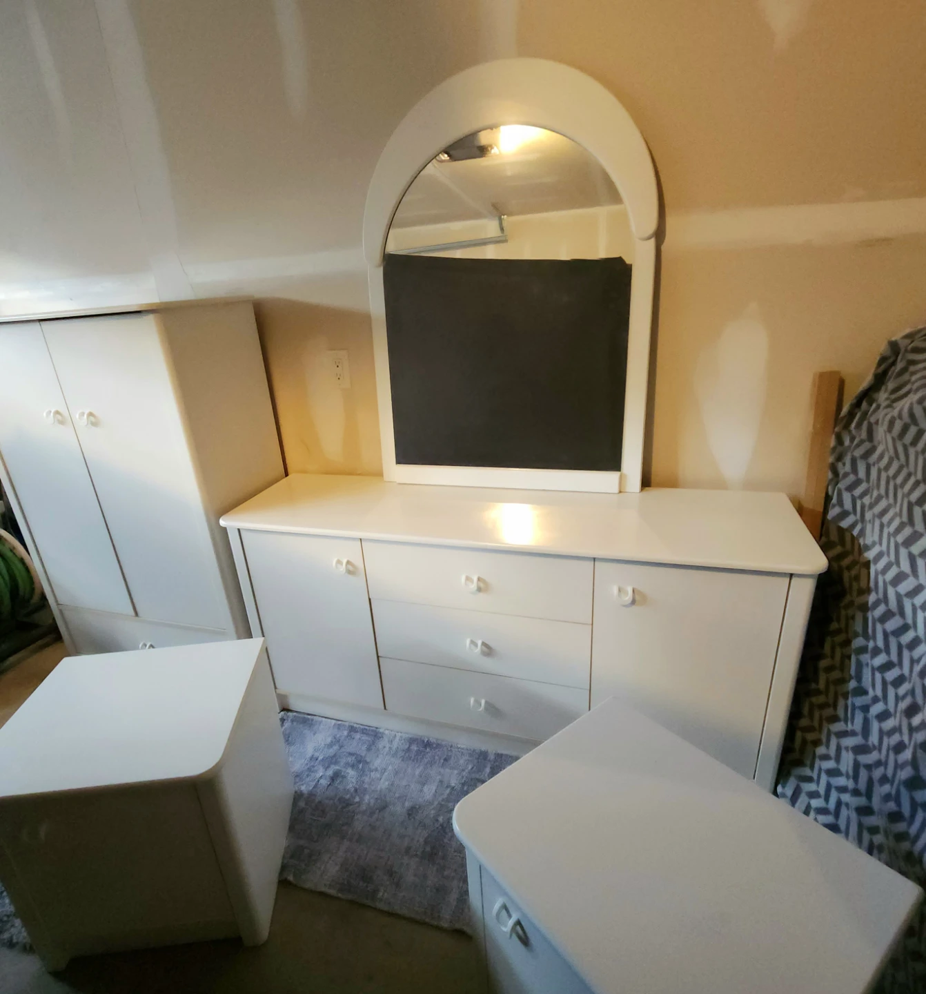 White Bedroom Set with Wardrobe, Dresser, and Nightstands - photo 2