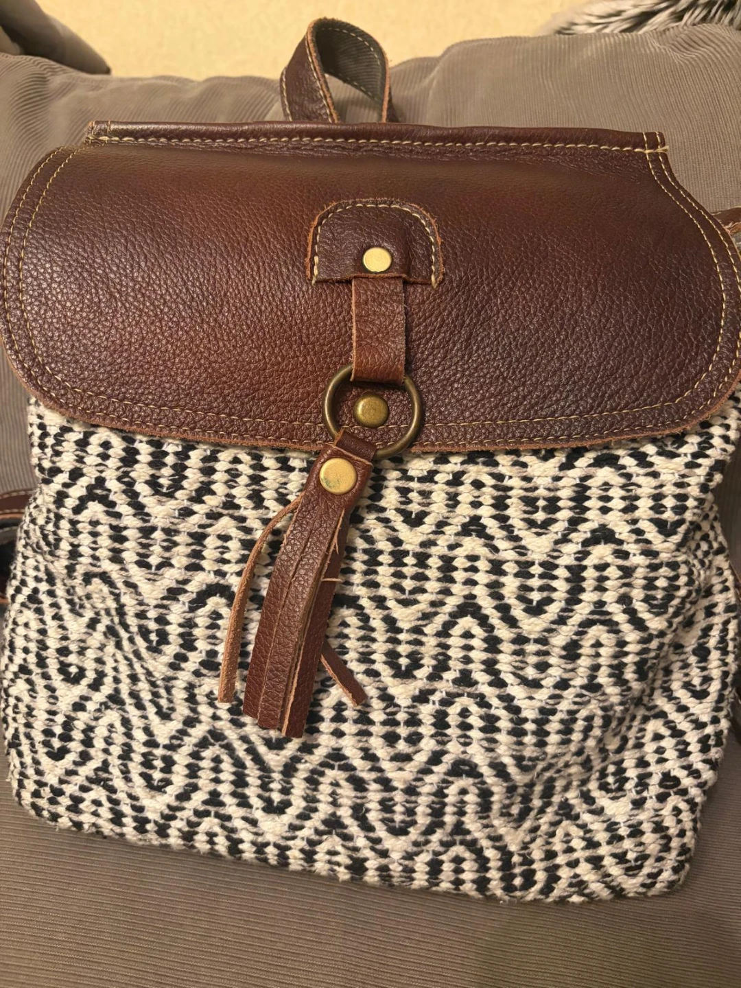 Myra Bag Tribal Print Leather Flap Backpack - photo 2