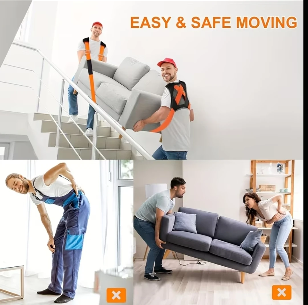 Moving Straps w shoulder straps 4pcs, 2 persons lifting system
