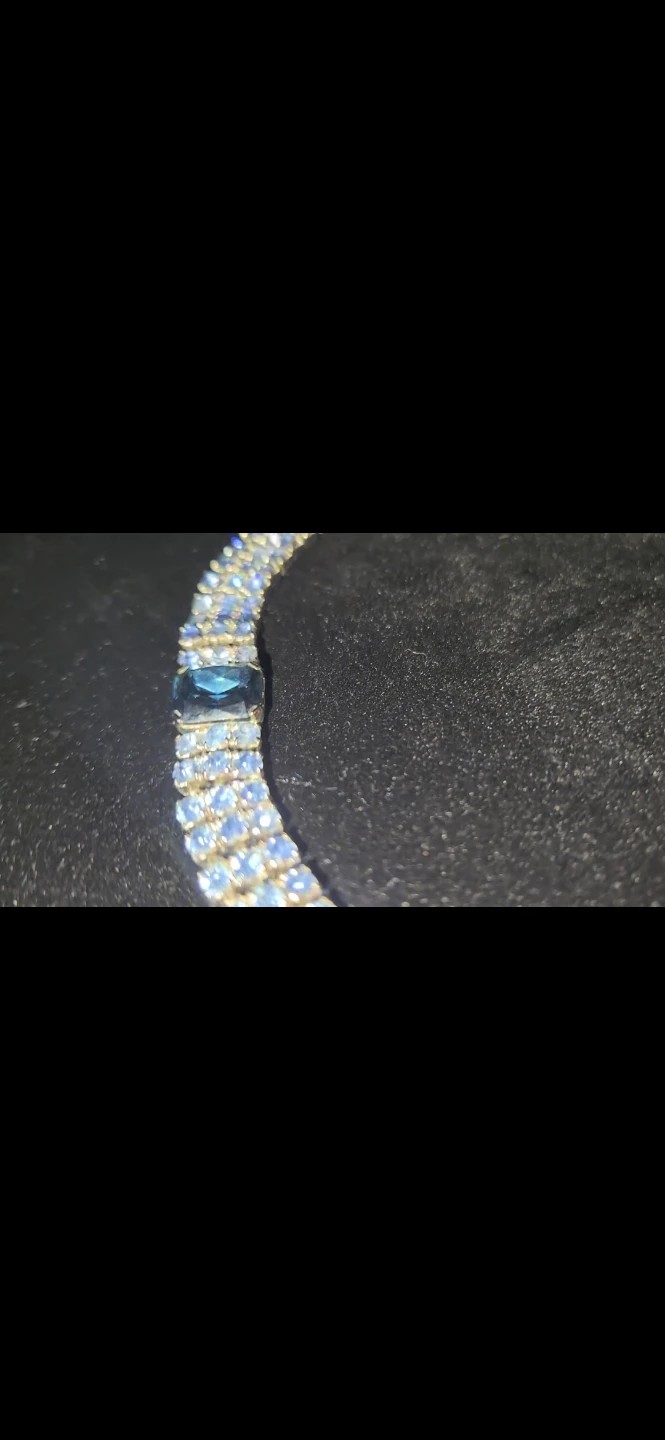 Vintage 1950s Ice Blue & Sapphire Rhinestone Choker Necklace - photo 4