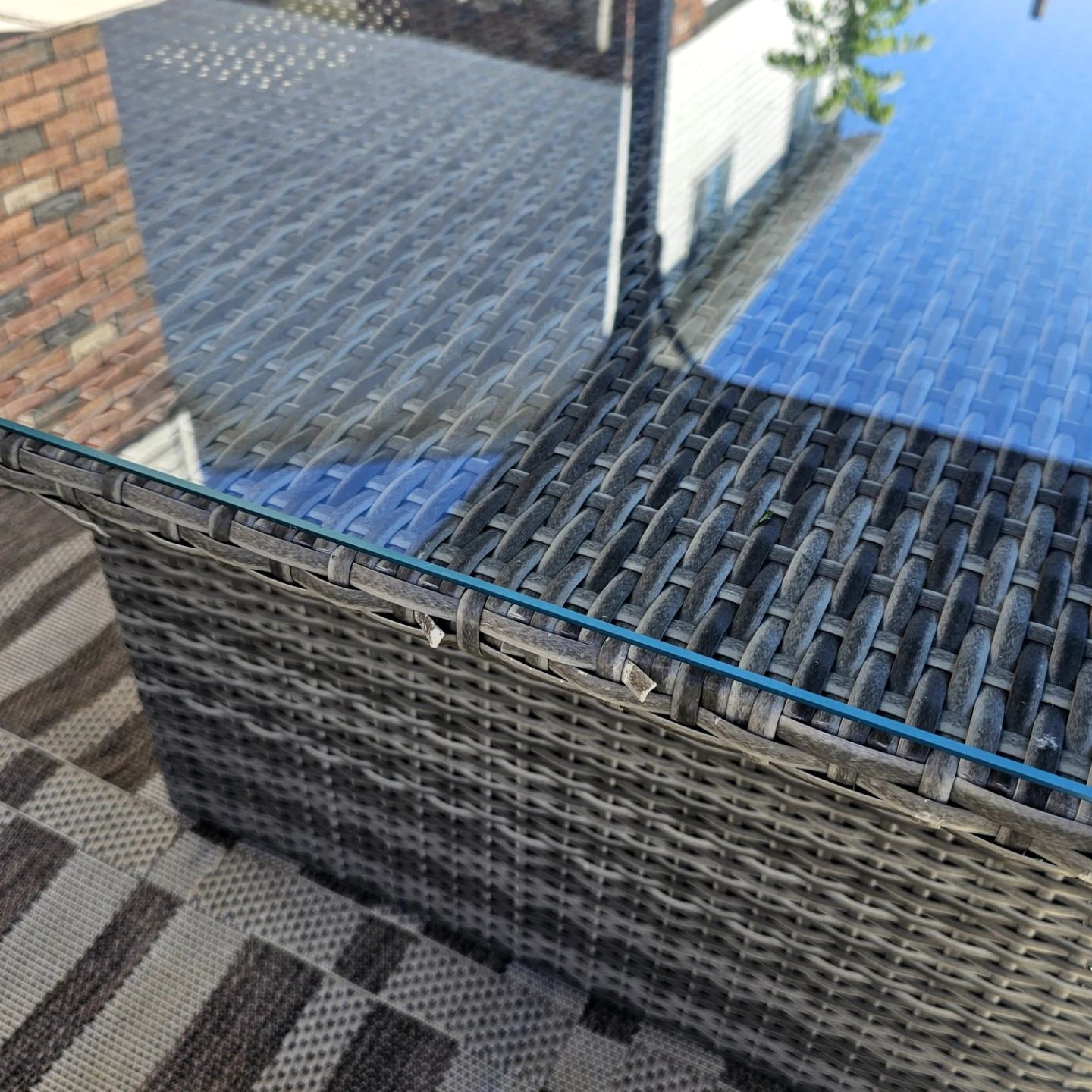 Wicker Coffee Table with Glass Top - photo 4
