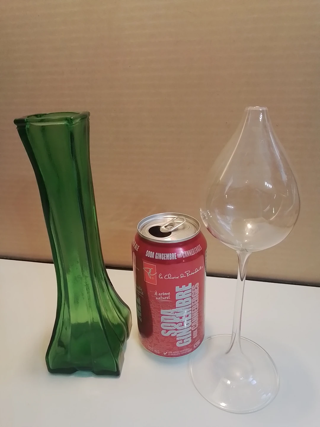 Green Glass Vase and Clear Glass Decorative Piece - photo 4