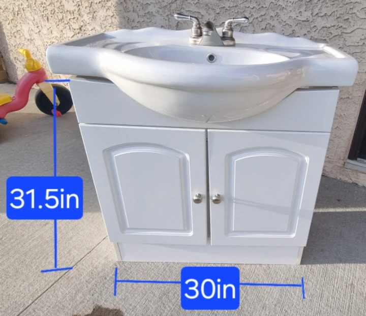 White Vanity Sink with Cabinet