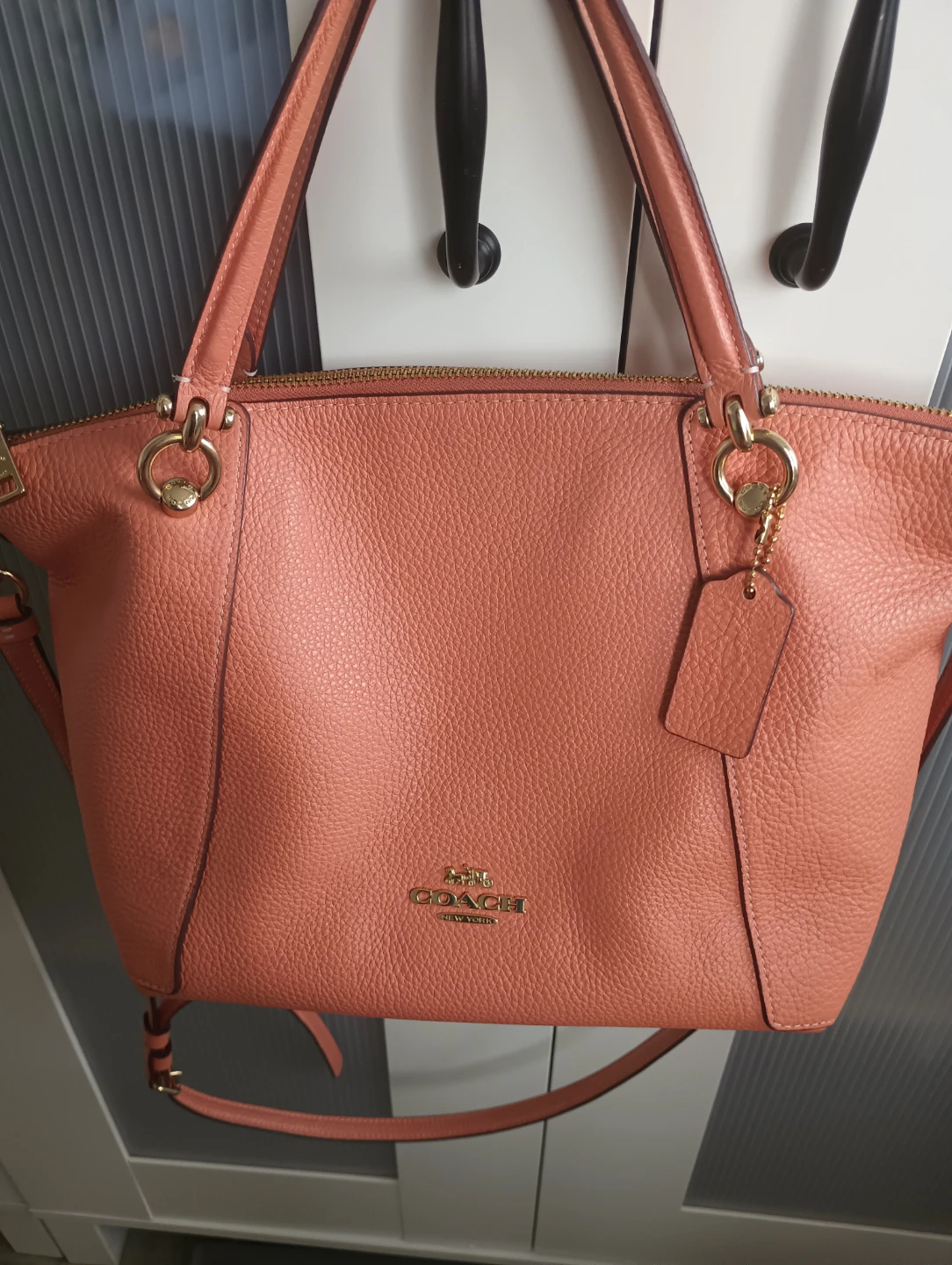 Coach Pebble Leather Satchel Purse - Coral