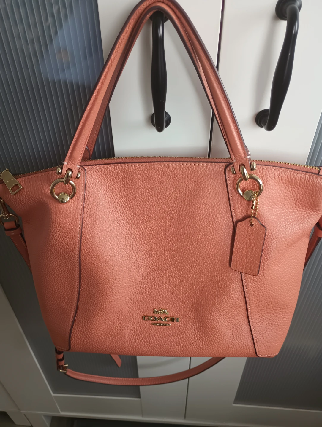 Coach Pebble Leather Satchel Purse - Coral - photo 3