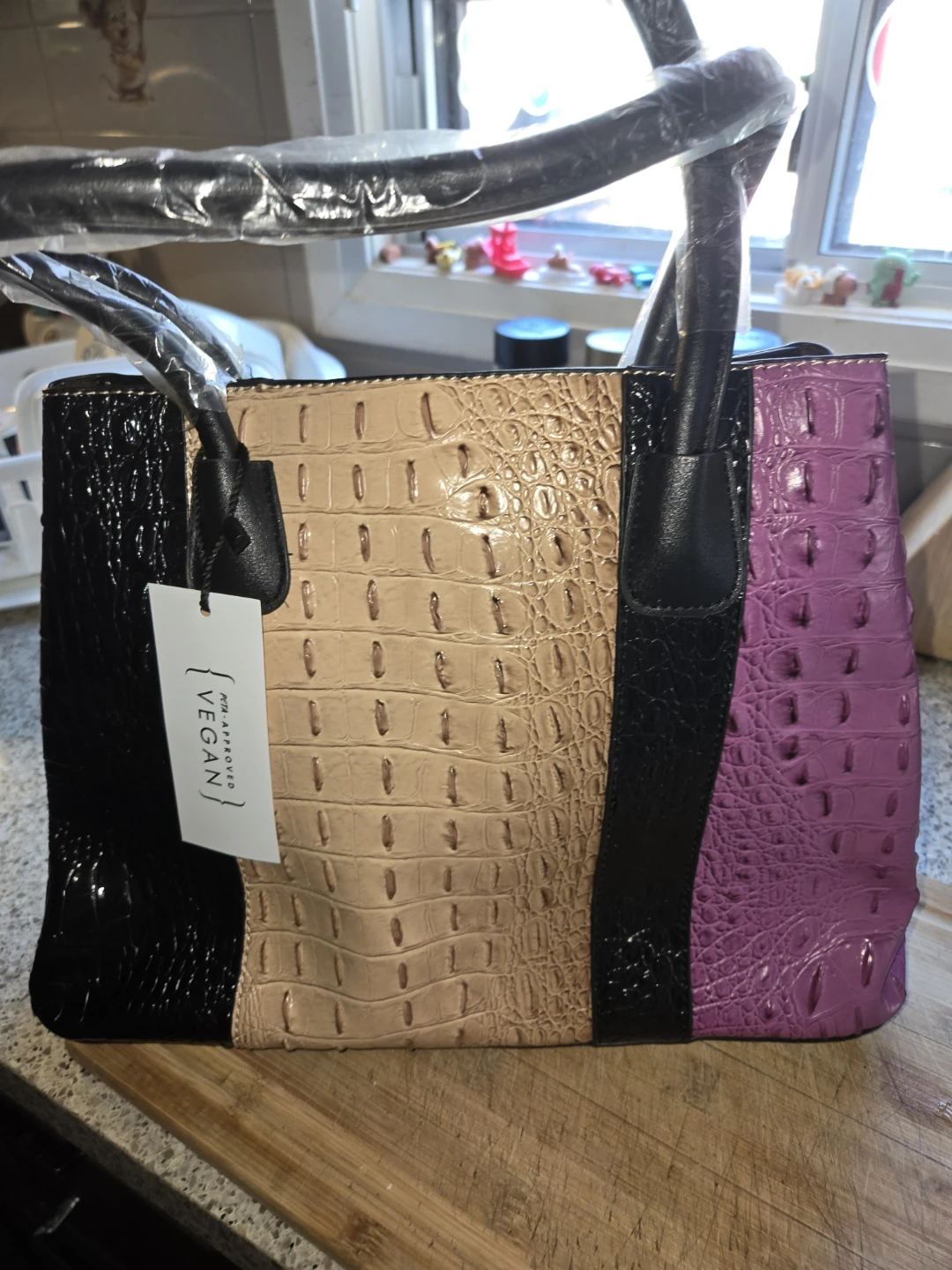 Vegan Multi-Colour Textured Tote Handbag