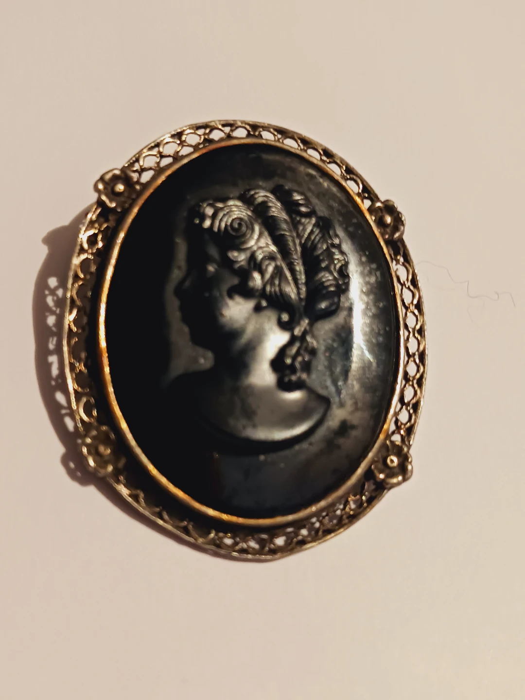 Antique 800 Silver Carved Cameo Brooch Pendant - photo 3